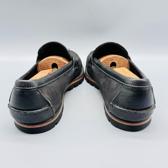 GH Bass & Co Shoes Mens 9.5 Black Leather Penny Loafers Moc Toe Slip On Dress - Picture 7 of 11